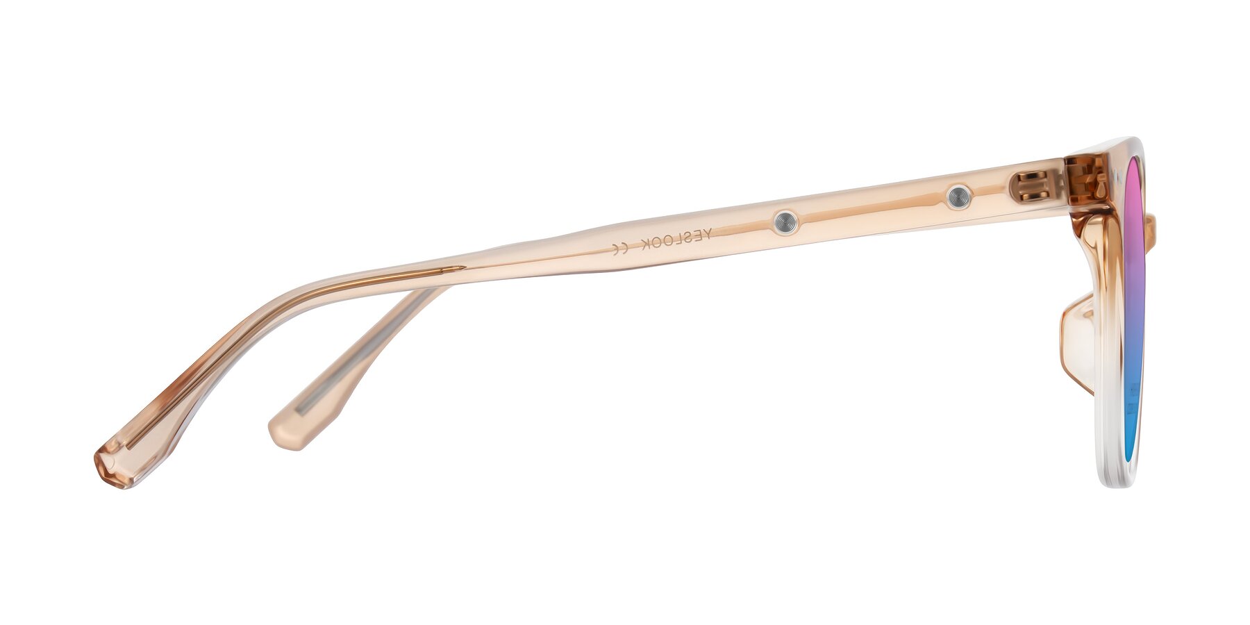 Side of Lozzuri in Gradient Champagne with Pink / Blue Gradient Lenses