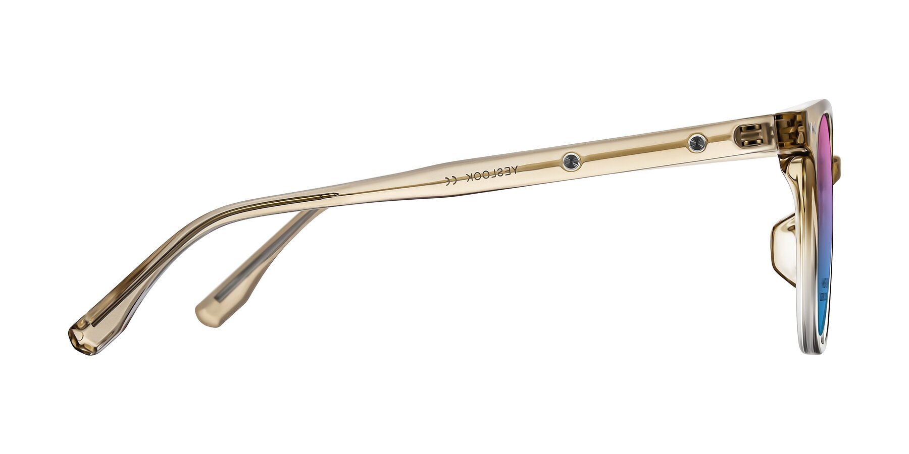 Side of Lozzuri in Gradient Champagne with Pink / Blue Gradient Lenses