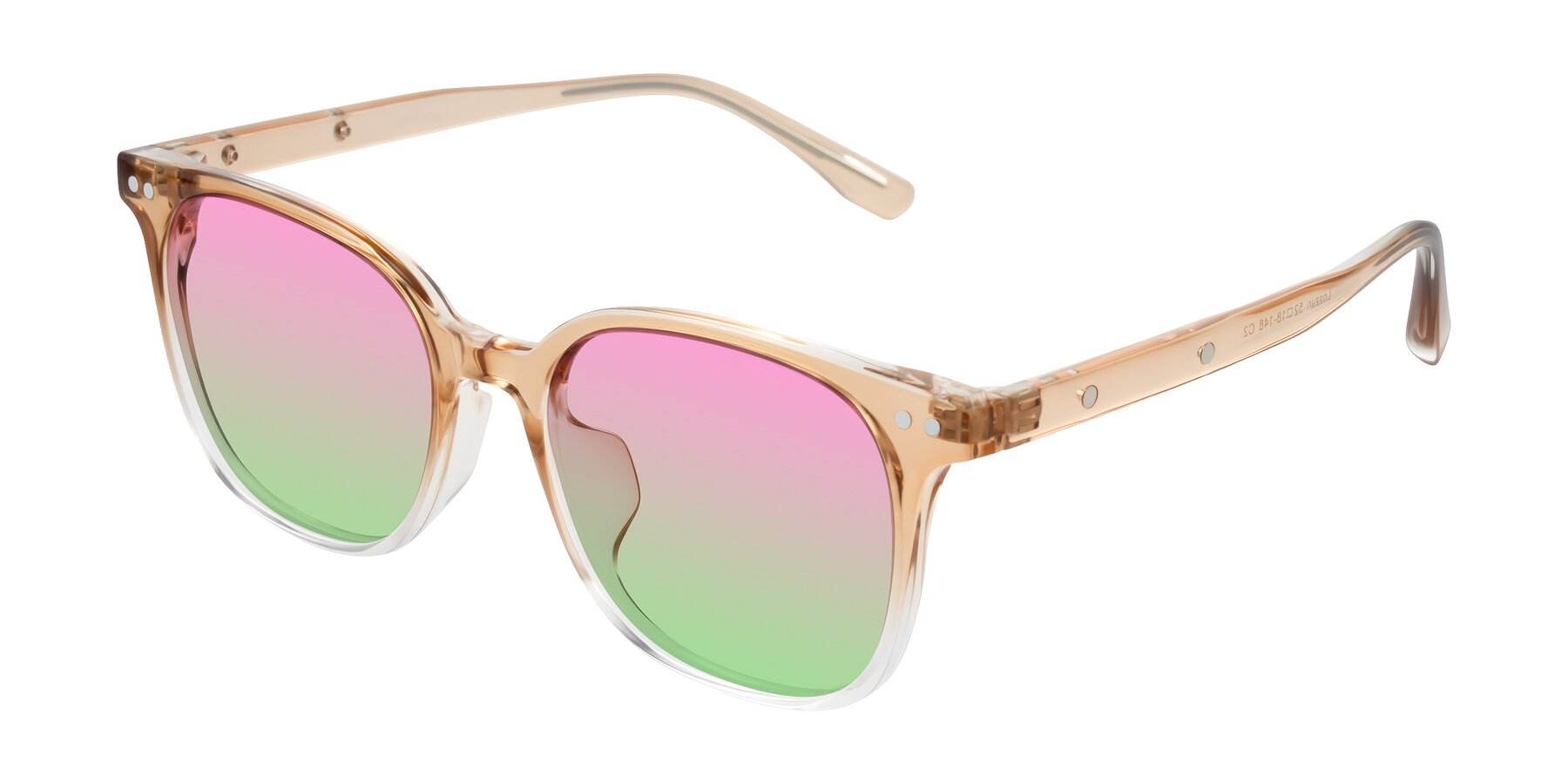 Angle of Lozzuri in Gradient Champagne with Pink / Green Gradient Lenses