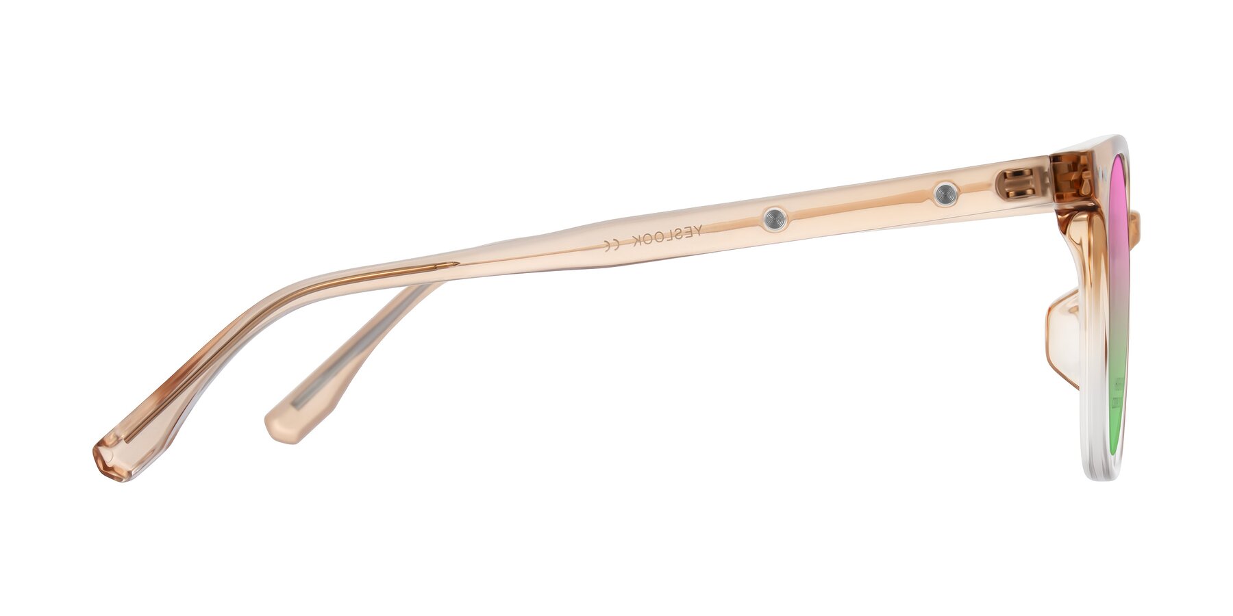 Side of Lozzuri in Gradient Champagne with Pink / Green Gradient Lenses