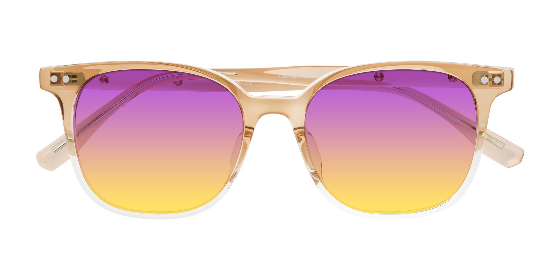 Folded Front of Lozzuri in Gradient Champagne with Purple / Yellow Gradient Lenses