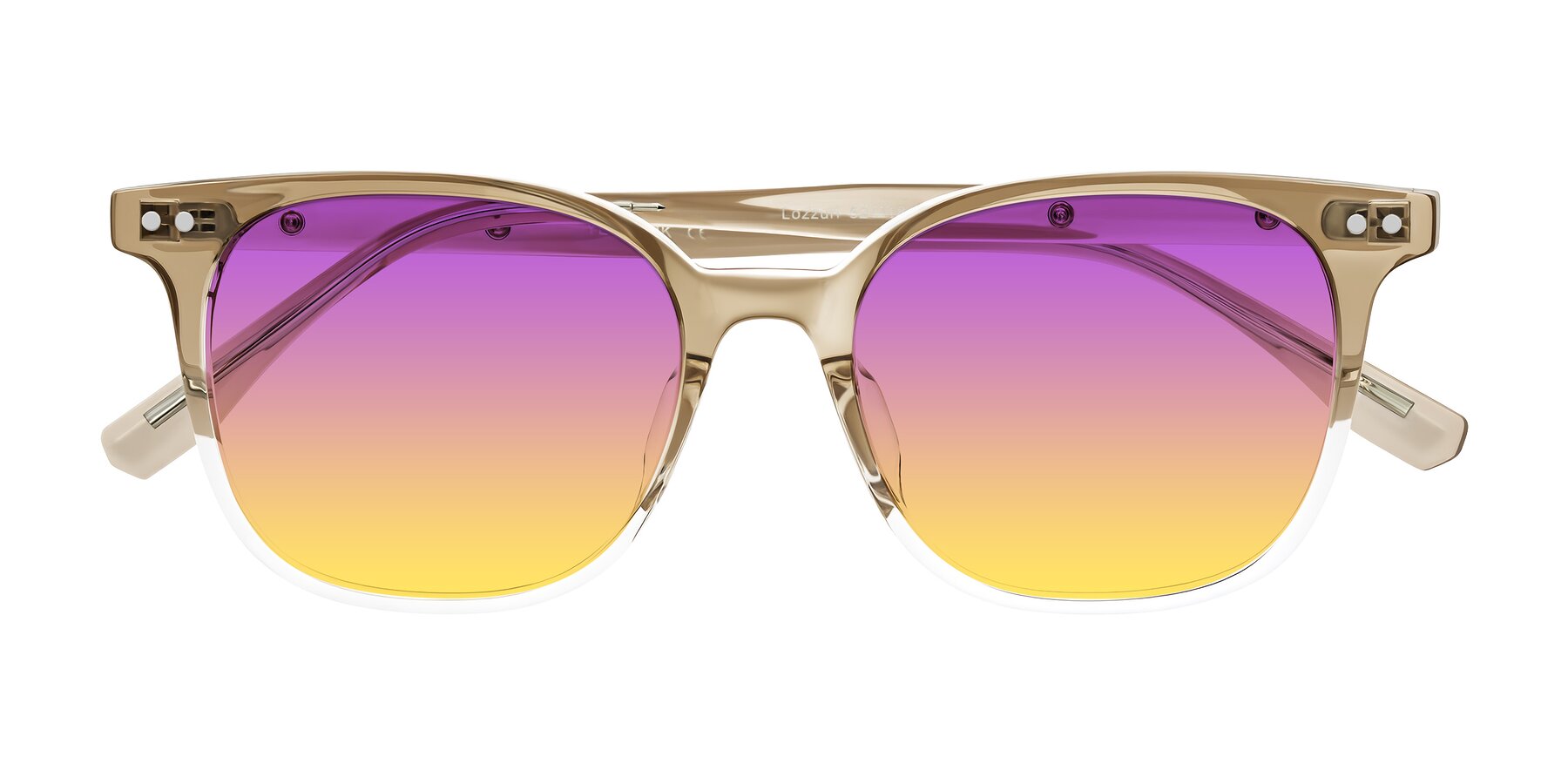 Folded Front of Lozzuri in Gradient Champagne with Purple / Yellow Gradient Lenses