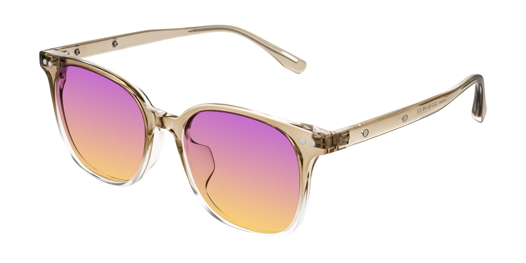 Angle of Lozzuri in Gradient Champagne with Purple / Yellow Gradient Lenses