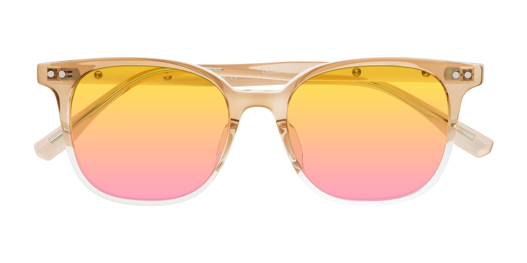 Folded Front of Lozzuri in Gradient Champagne with Yellow / Pink Gradient Lenses