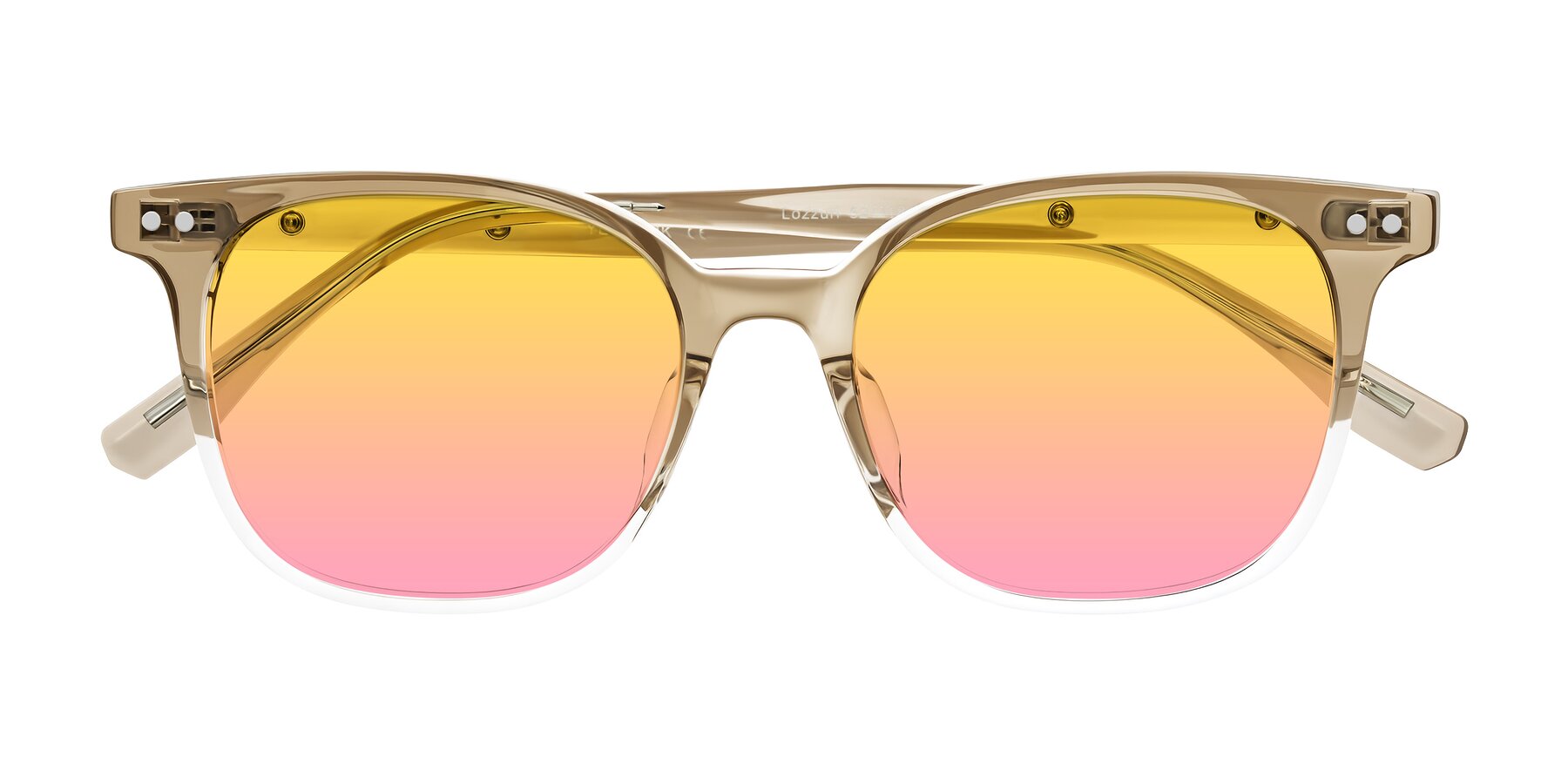 Folded Front of Lozzuri in Gradient Champagne with Yellow / Pink Gradient Lenses