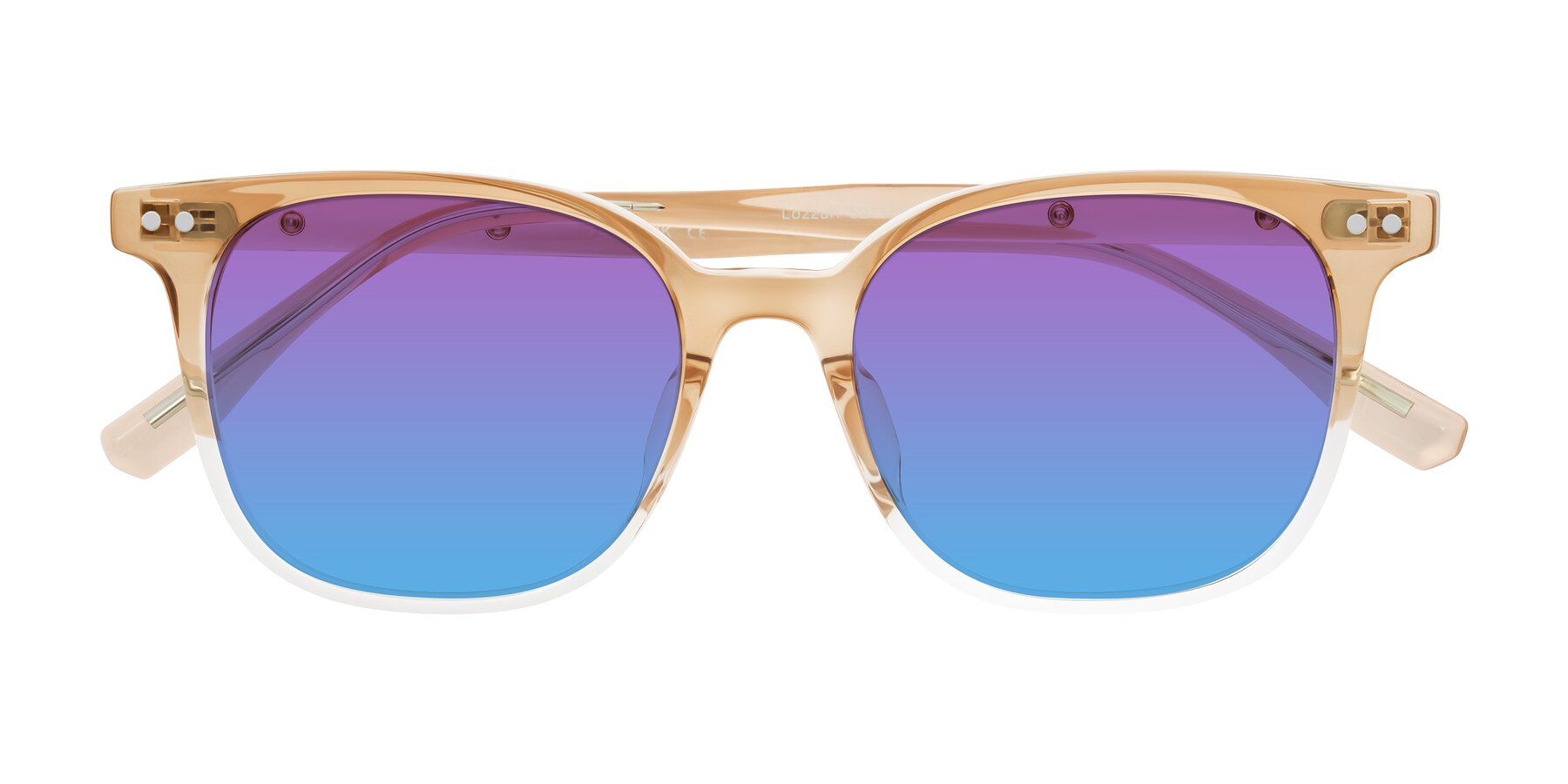 Folded Front of Lozzuri in Gradient Champagne with Purple / Blue Gradient Lenses