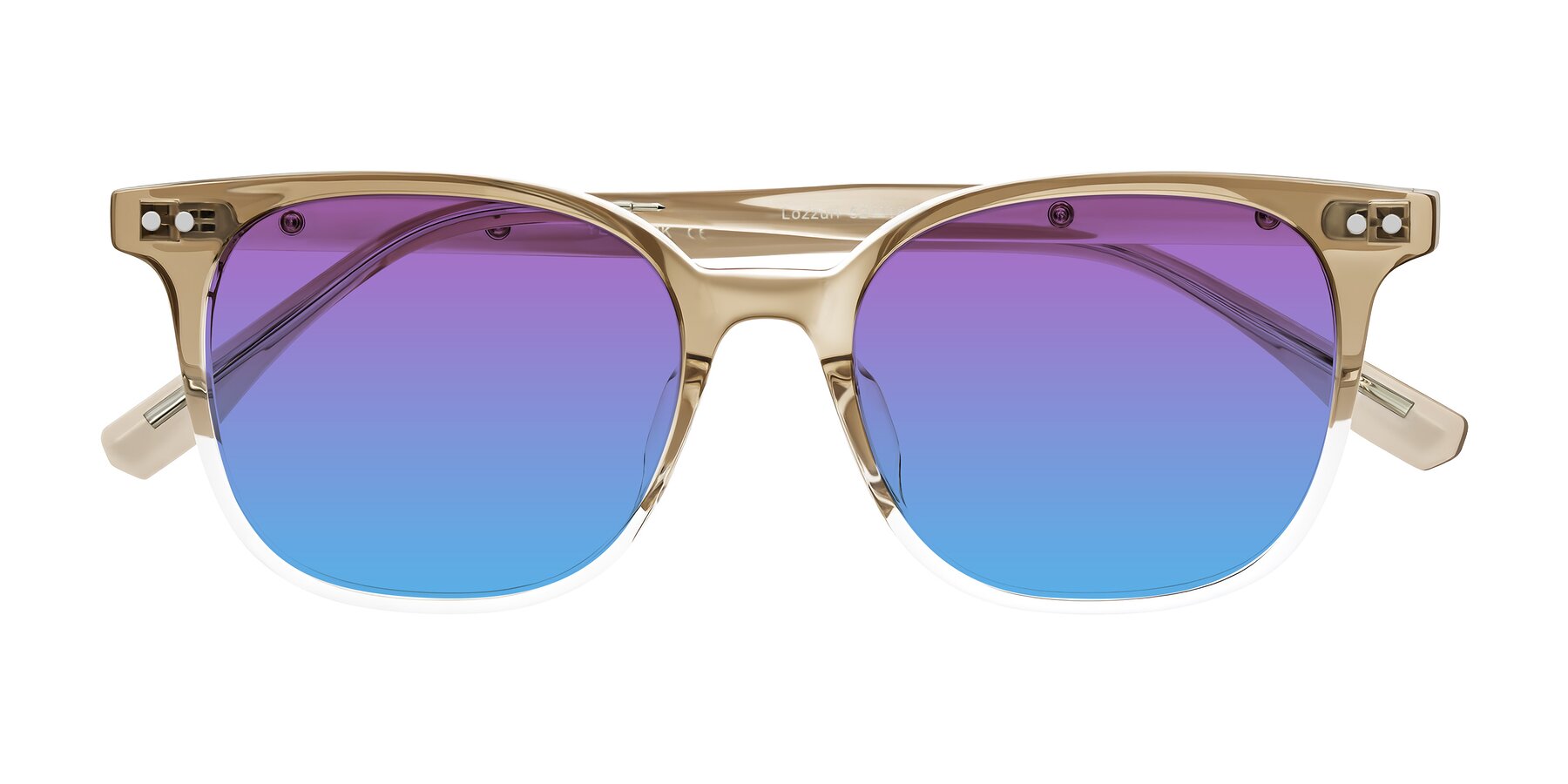 Folded Front of Lozzuri in Gradient Champagne with Purple / Blue Gradient Lenses