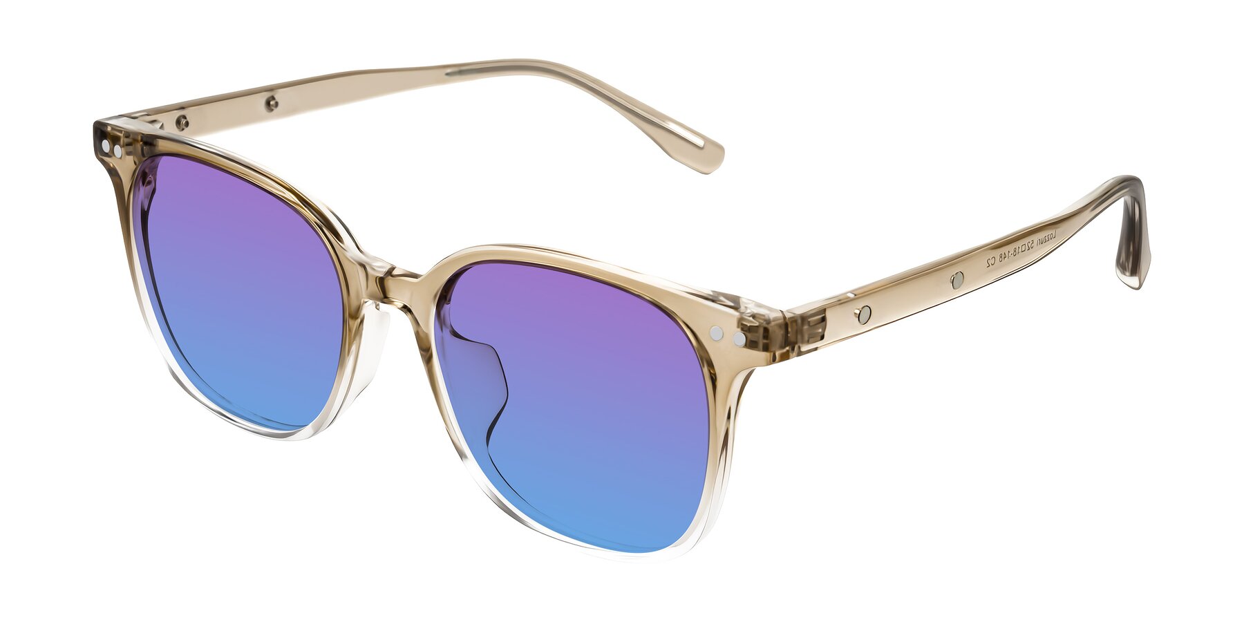 Angle of Lozzuri in Gradient Champagne with Purple / Blue Gradient Lenses