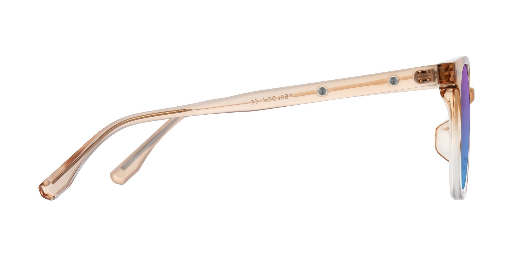 Side of Lozzuri in Gradient Champagne with Purple / Blue Gradient Lenses