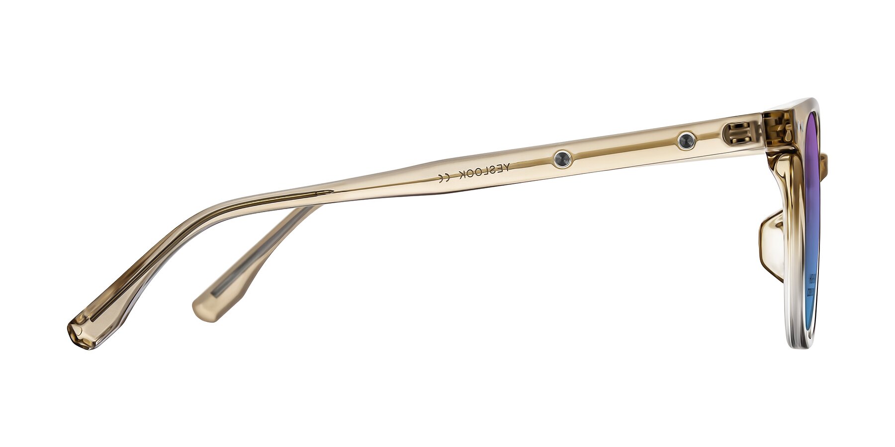 Side of Lozzuri in Gradient Champagne with Purple / Blue Gradient Lenses