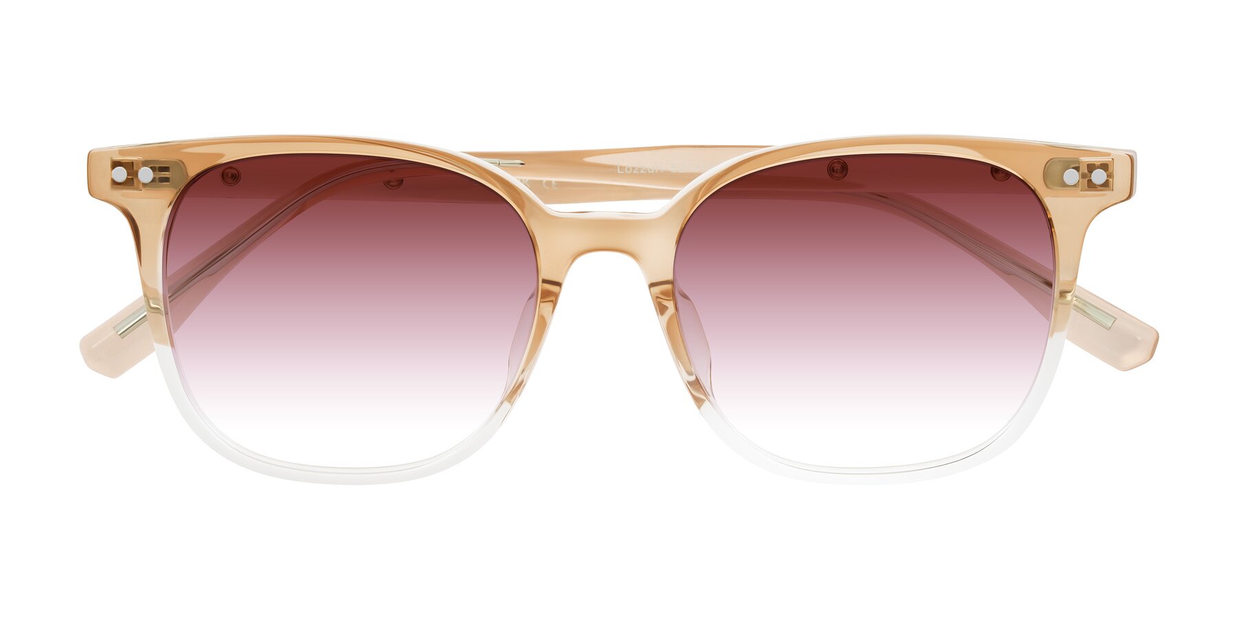 Folded Front of Lozzuri in Gradient Champagne with Garnet Gradient Lenses