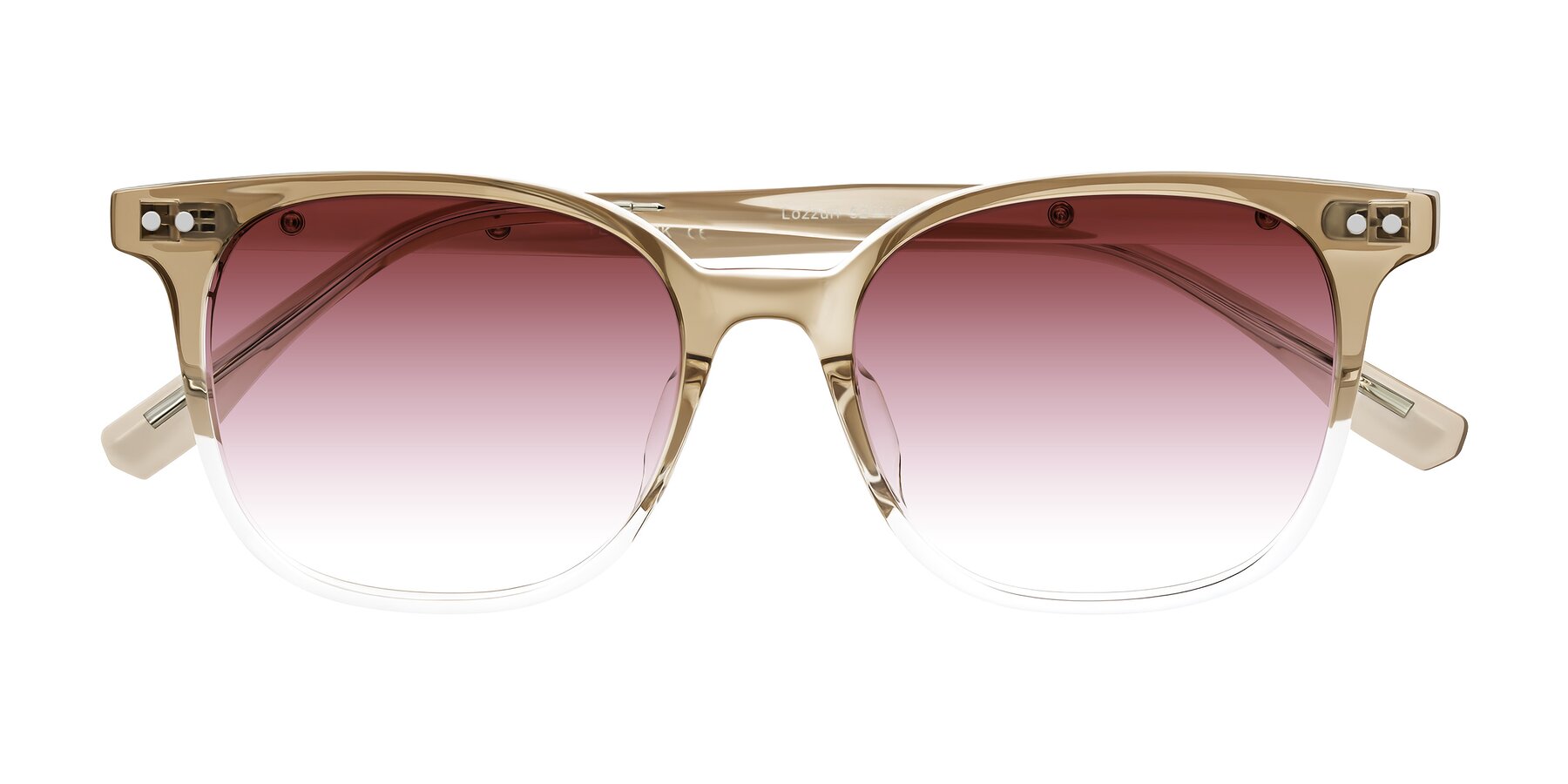 Folded Front of Lozzuri in Gradient Champagne with Garnet Gradient Lenses