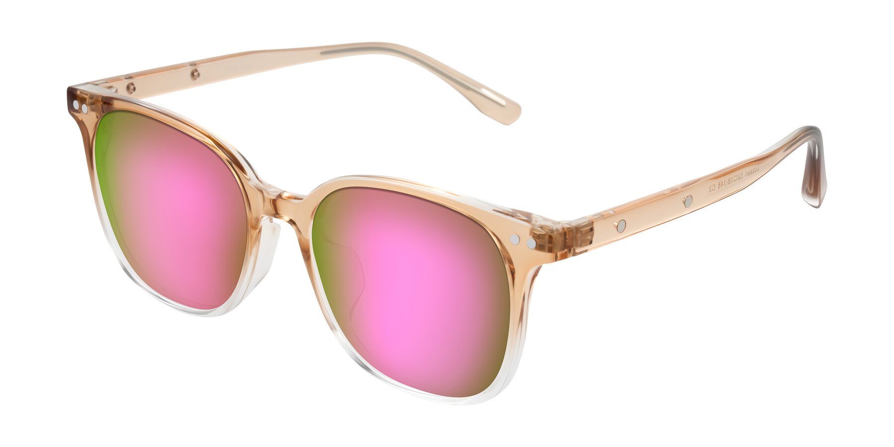 Angle of Lozzuri in Gradient Champagne with Pink Mirrored Lenses