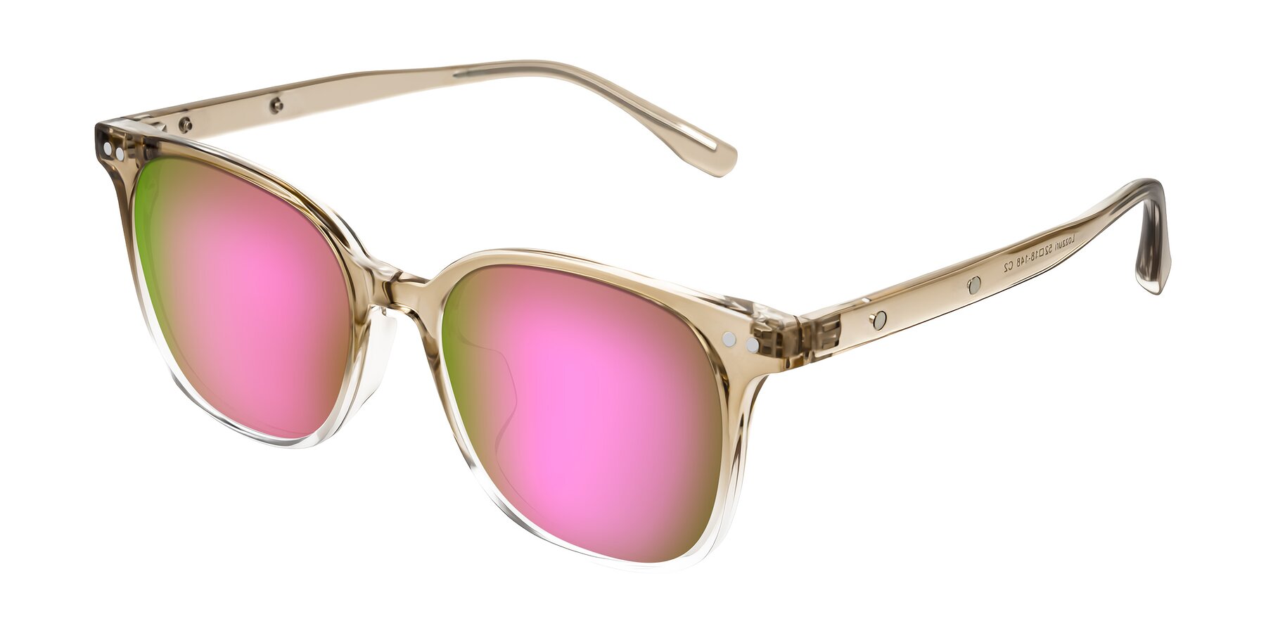Angle of Lozzuri in Gradient Champagne with Pink Mirrored Lenses