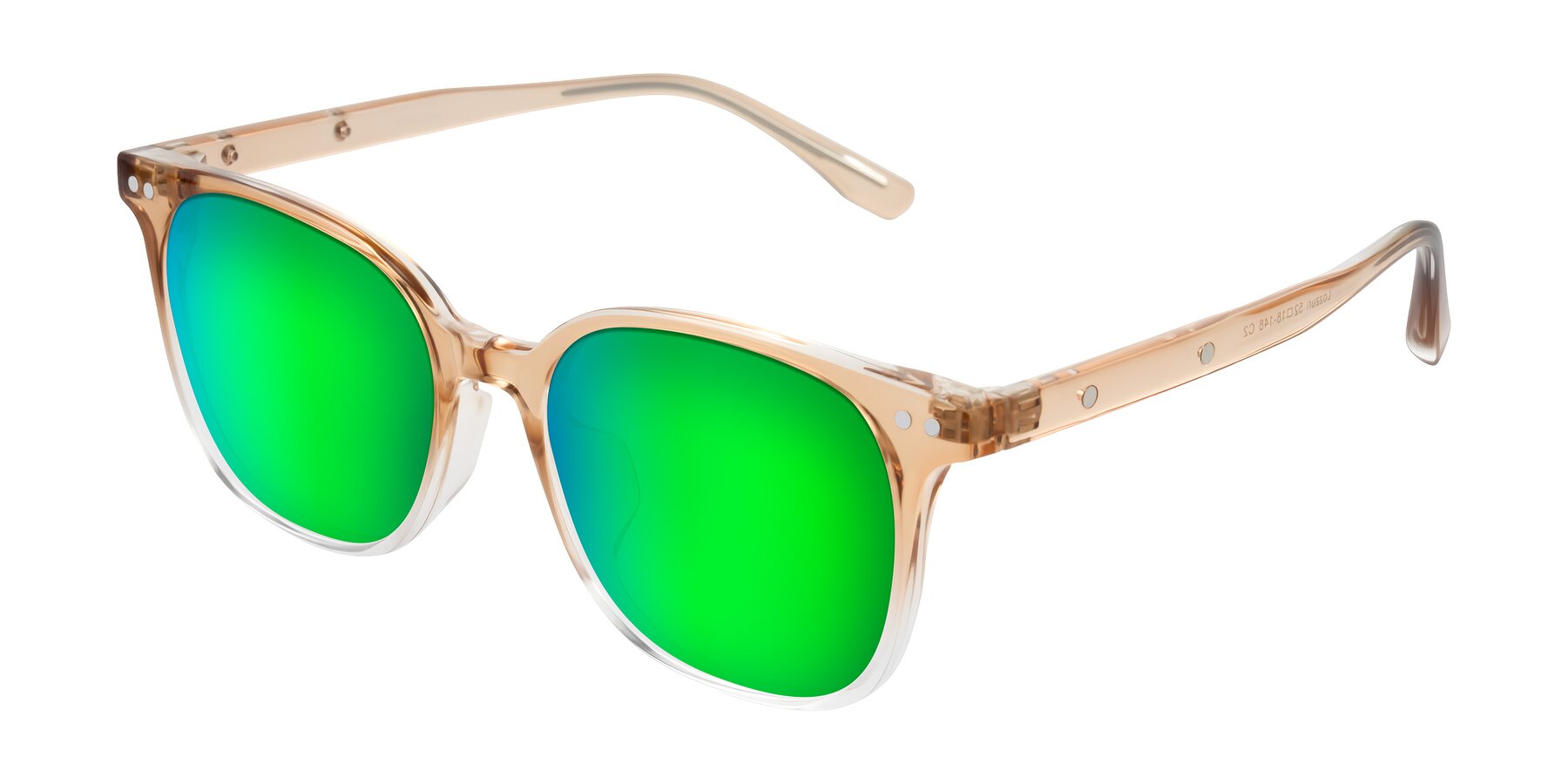 Angle of Lozzuri in Gradient Champagne with Green Mirrored Lenses