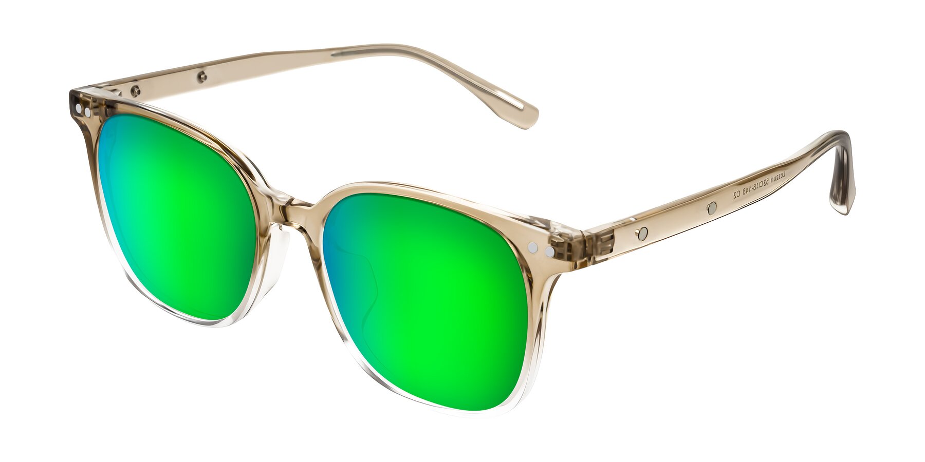 Angle of Lozzuri in Gradient Champagne with Green Mirrored Lenses