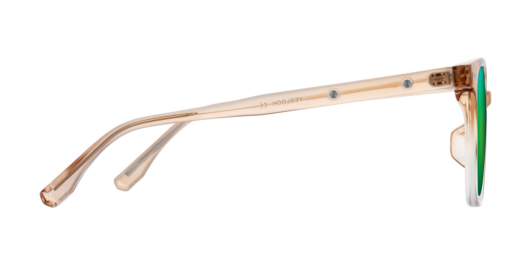 Side of Lozzuri in Gradient Champagne with Green Mirrored Lenses