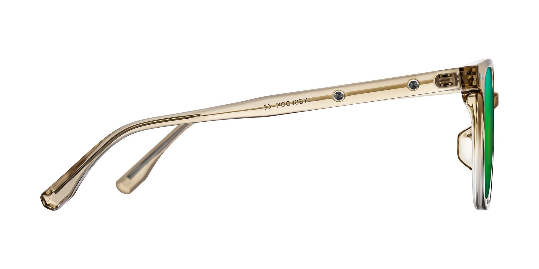 Side of Lozzuri in Gradient Champagne with Green Mirrored Lenses