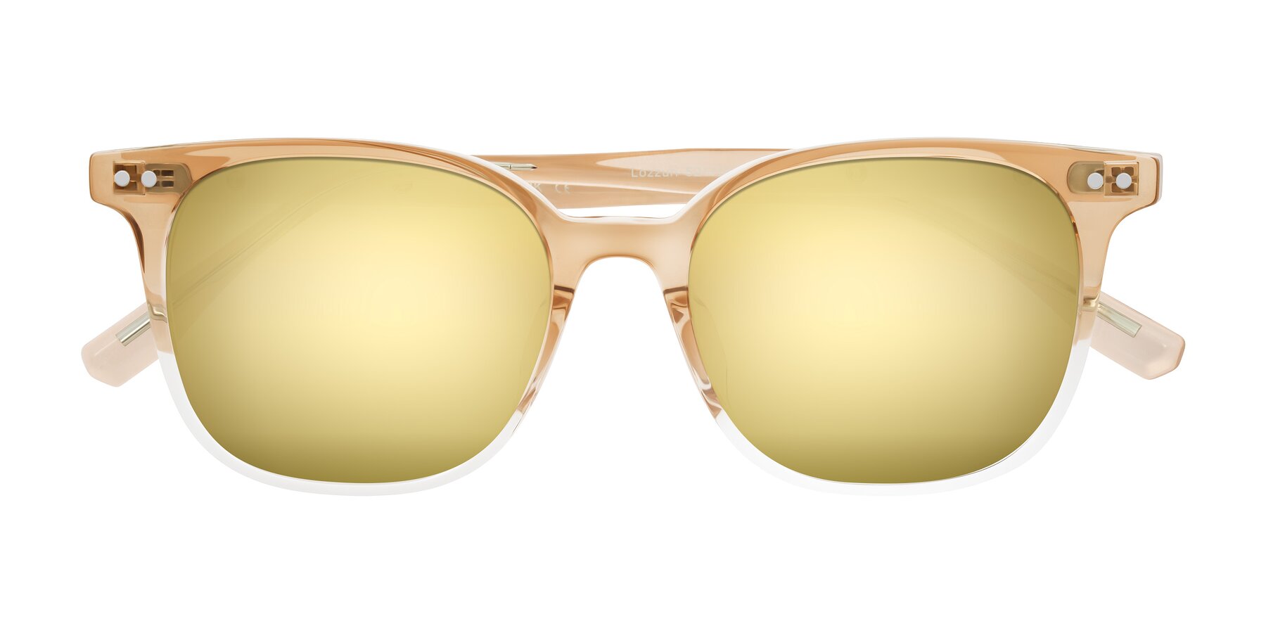 Folded Front of Lozzuri in Gradient Champagne with Gold Mirrored Lenses