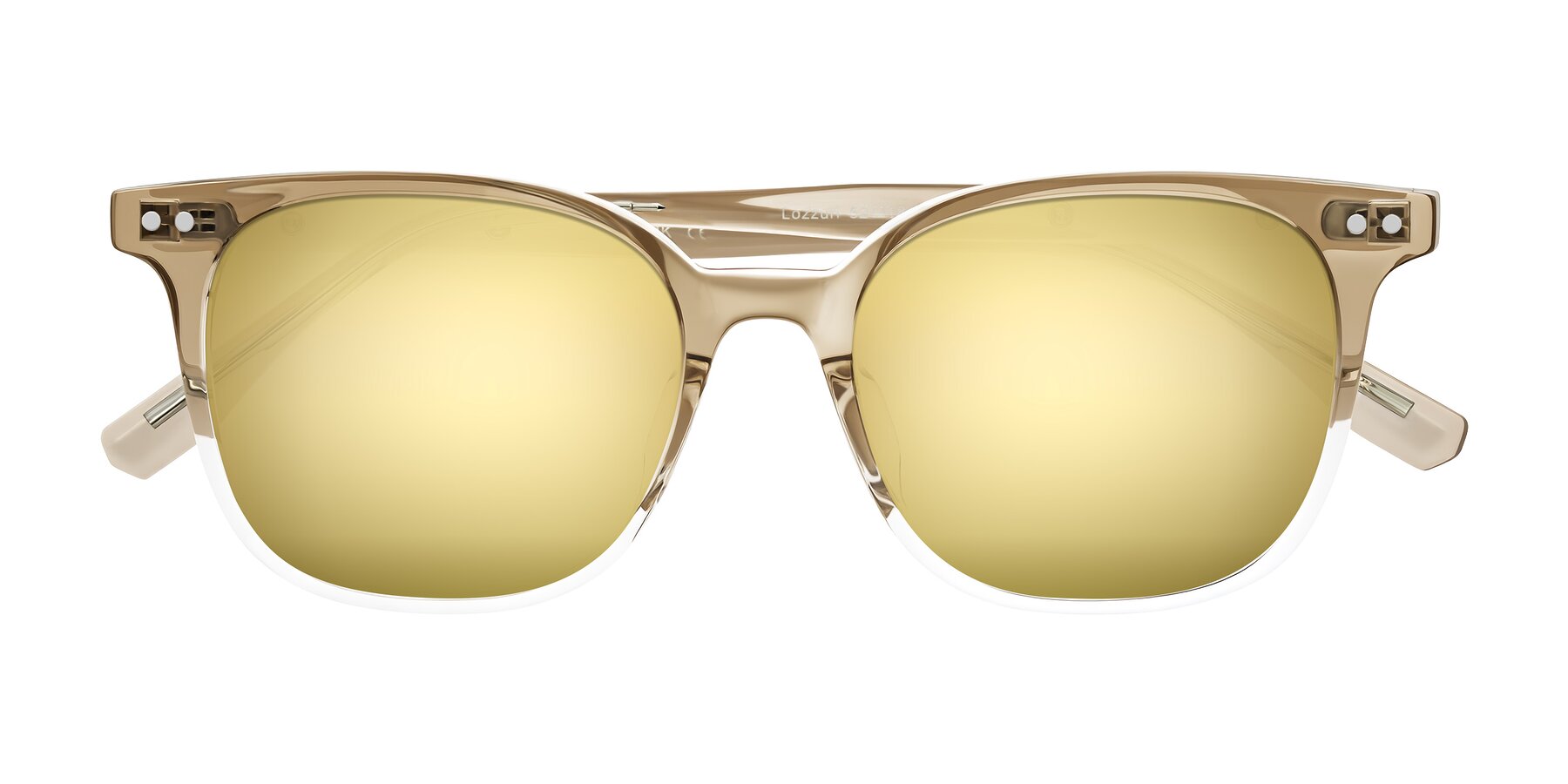 Folded Front of Lozzuri in Gradient Champagne with Gold Mirrored Lenses