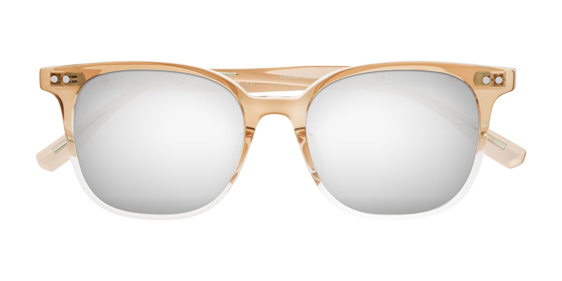Folded Front of Lozzuri in Gradient Champagne with Silver Mirrored Lenses
