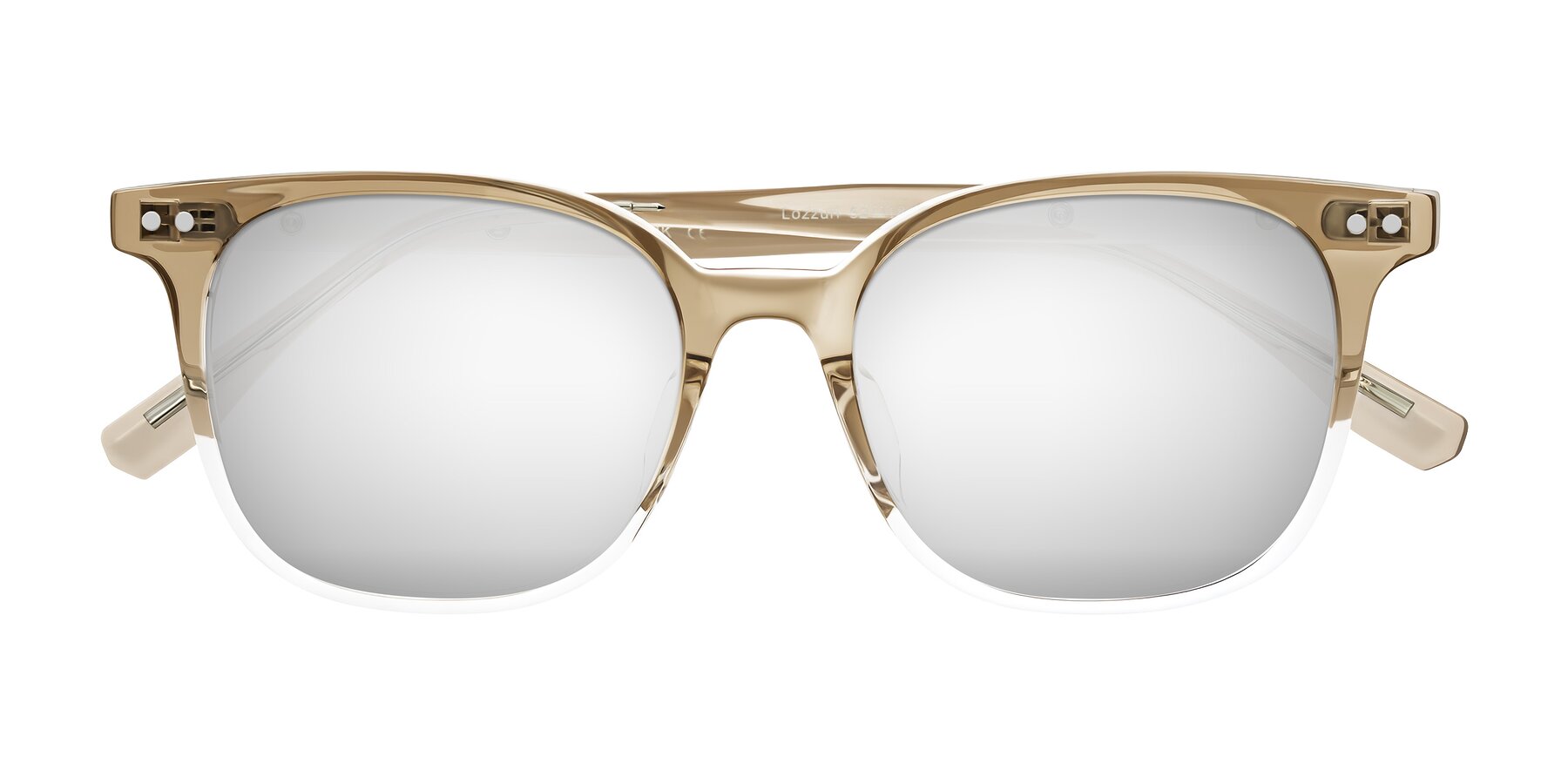 Folded Front of Lozzuri in Gradient Champagne with Silver Mirrored Lenses