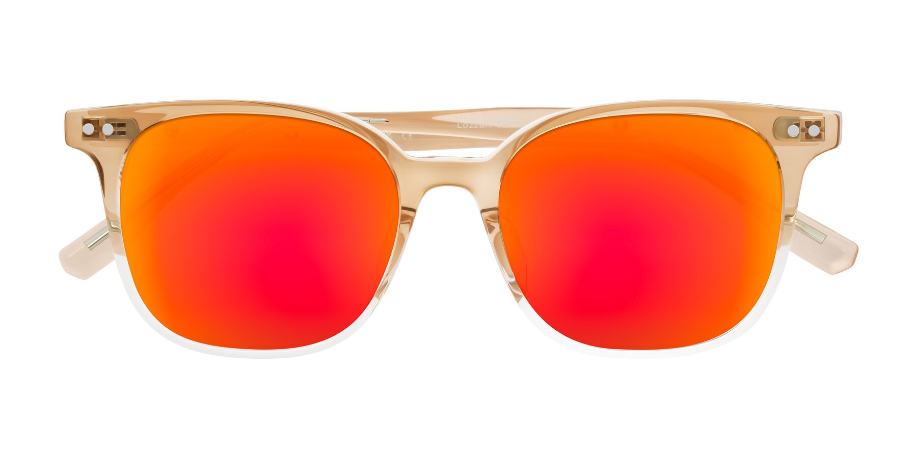 Folded Front of Lozzuri in Gradient Champagne with Red Gold Mirrored Lenses