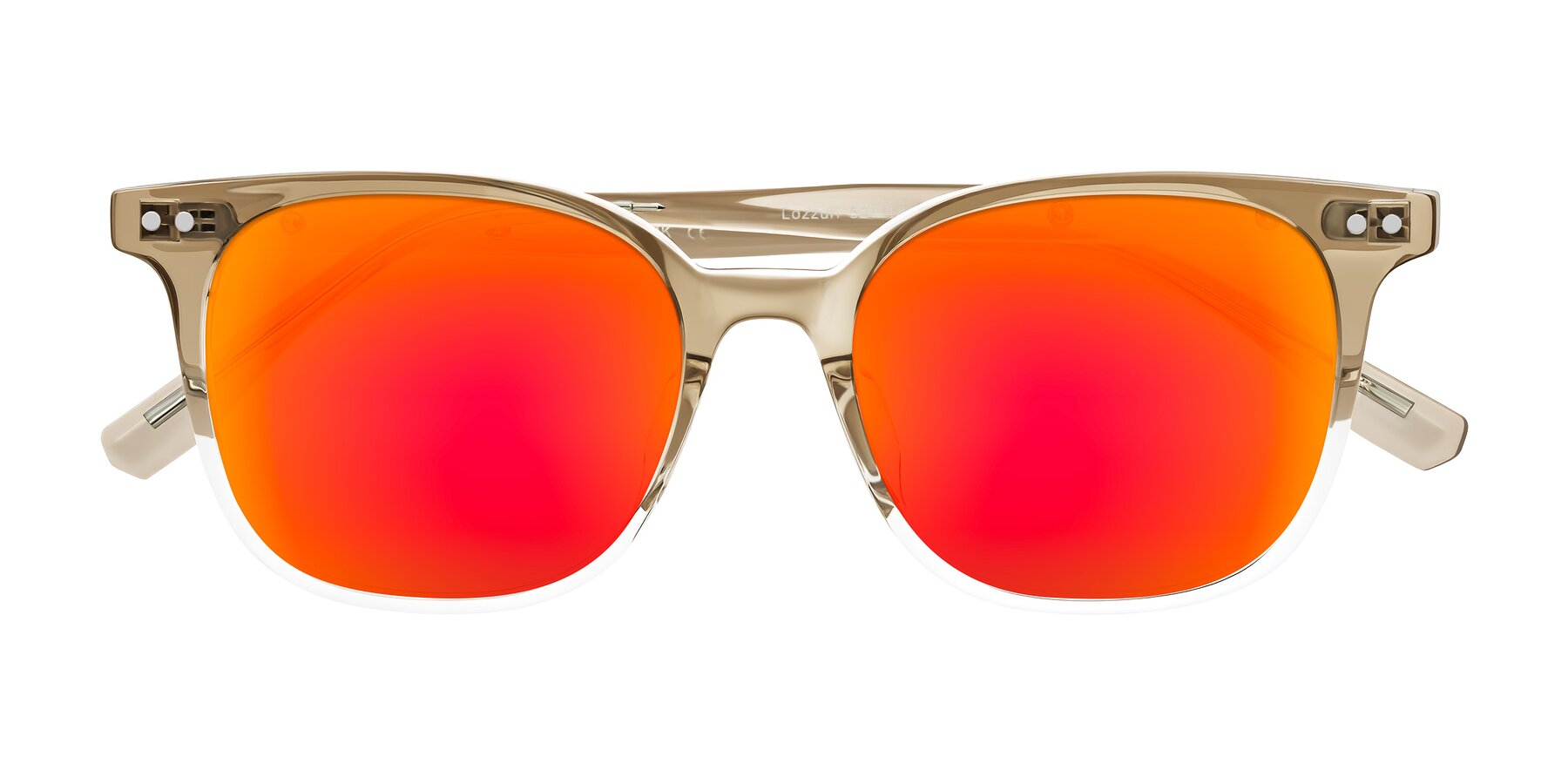 Folded Front of Lozzuri in Gradient Champagne with Red Gold Mirrored Lenses