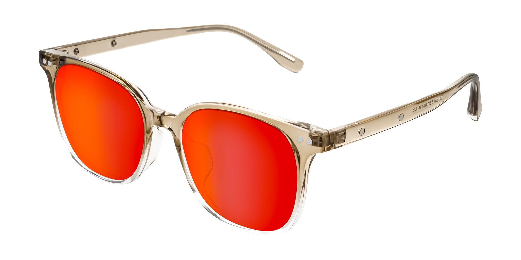 Angle of Lozzuri in Gradient Champagne with Red Gold Mirrored Lenses