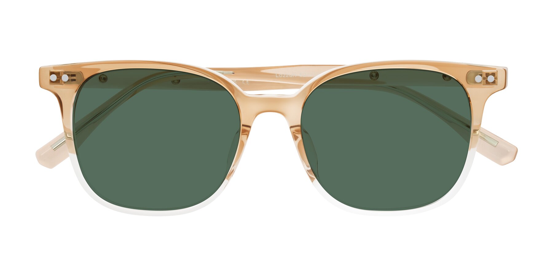 Folded Front of Lozzuri in Gradient Champagne with Green Polarized Lenses