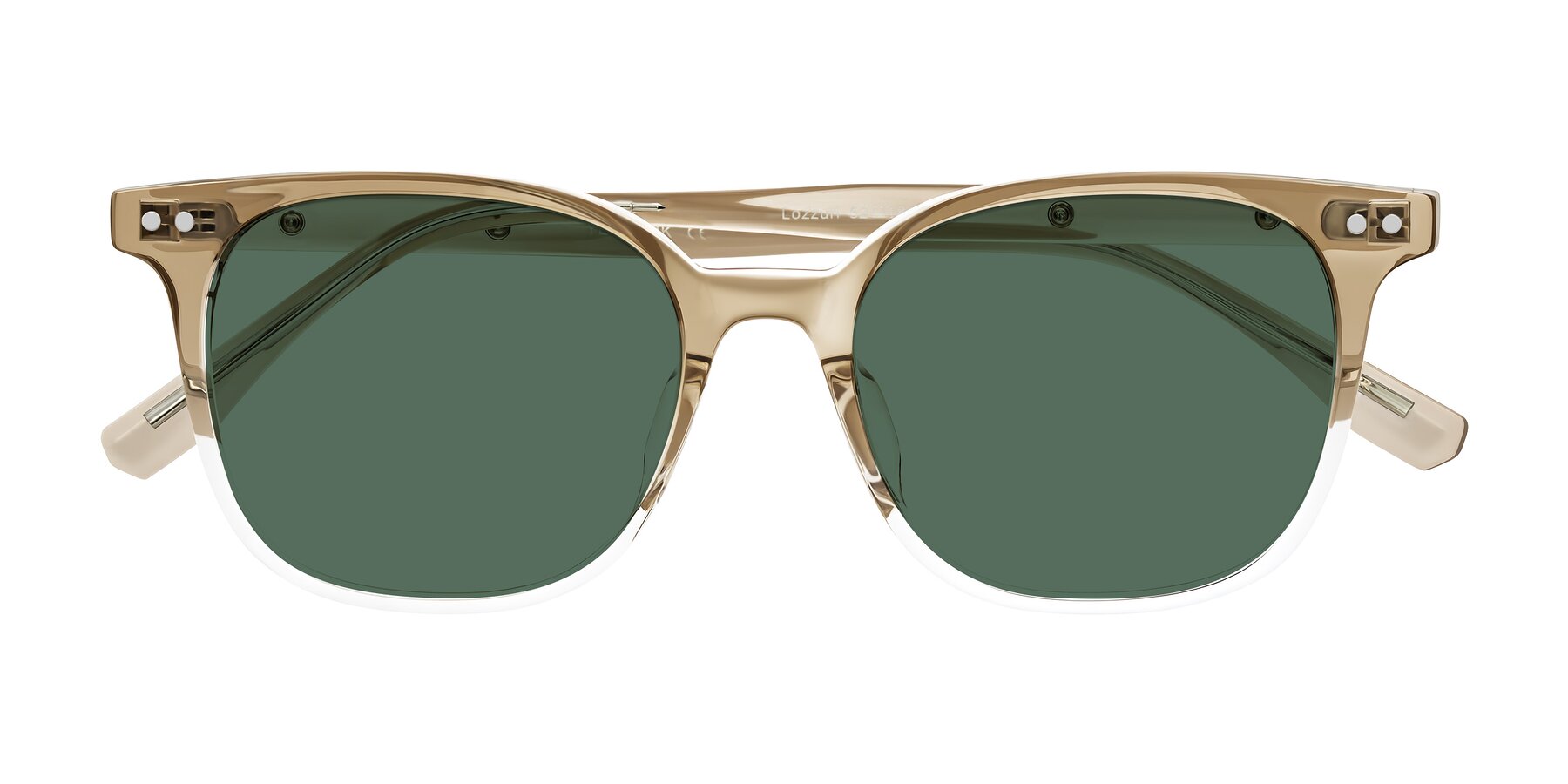 Folded Front of Lozzuri in Gradient Champagne with Green Polarized Lenses