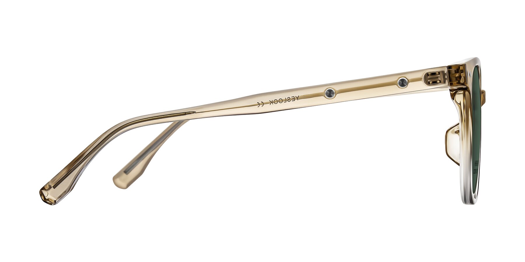 Side of Lozzuri in Gradient Champagne with Green Polarized Lenses