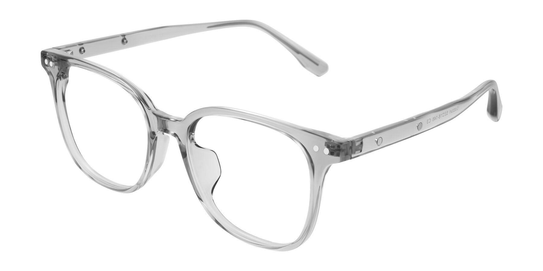 Angle of Lozzuri in Transparent Gray with Clear Eyeglass Lenses