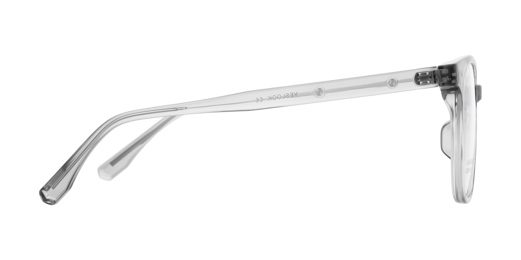 Side of Lozzuri in Transparent Gray with Clear Eyeglass Lenses
