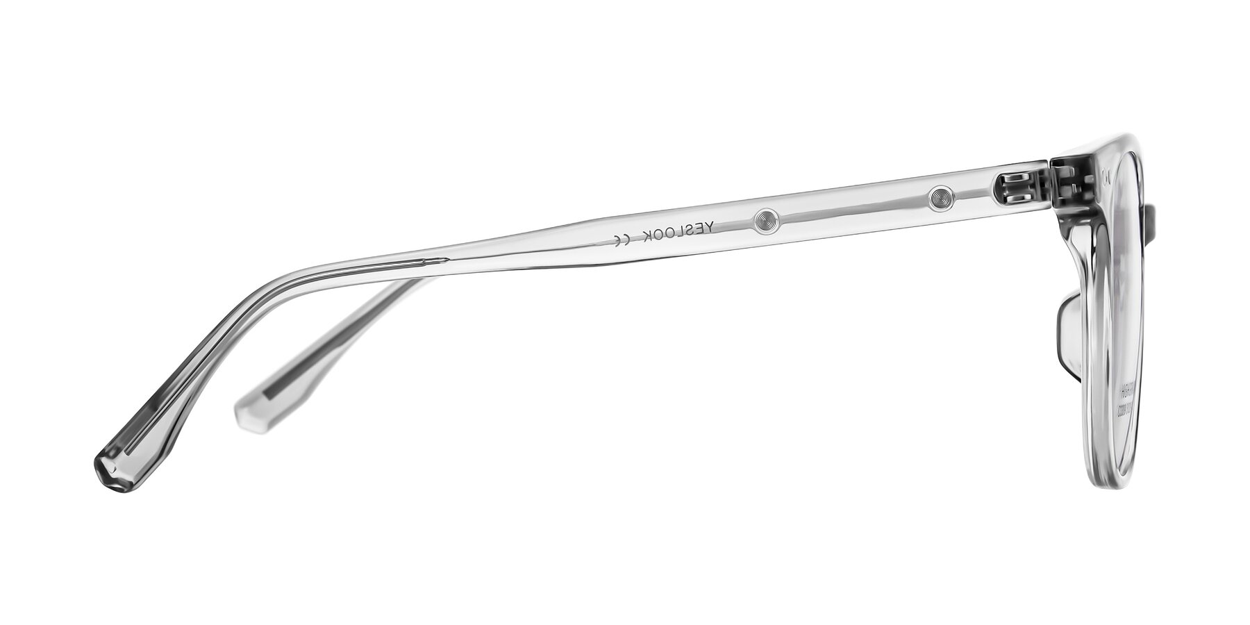 Side of Lozzuri in Transparent Gray with Clear Eyeglass Lenses