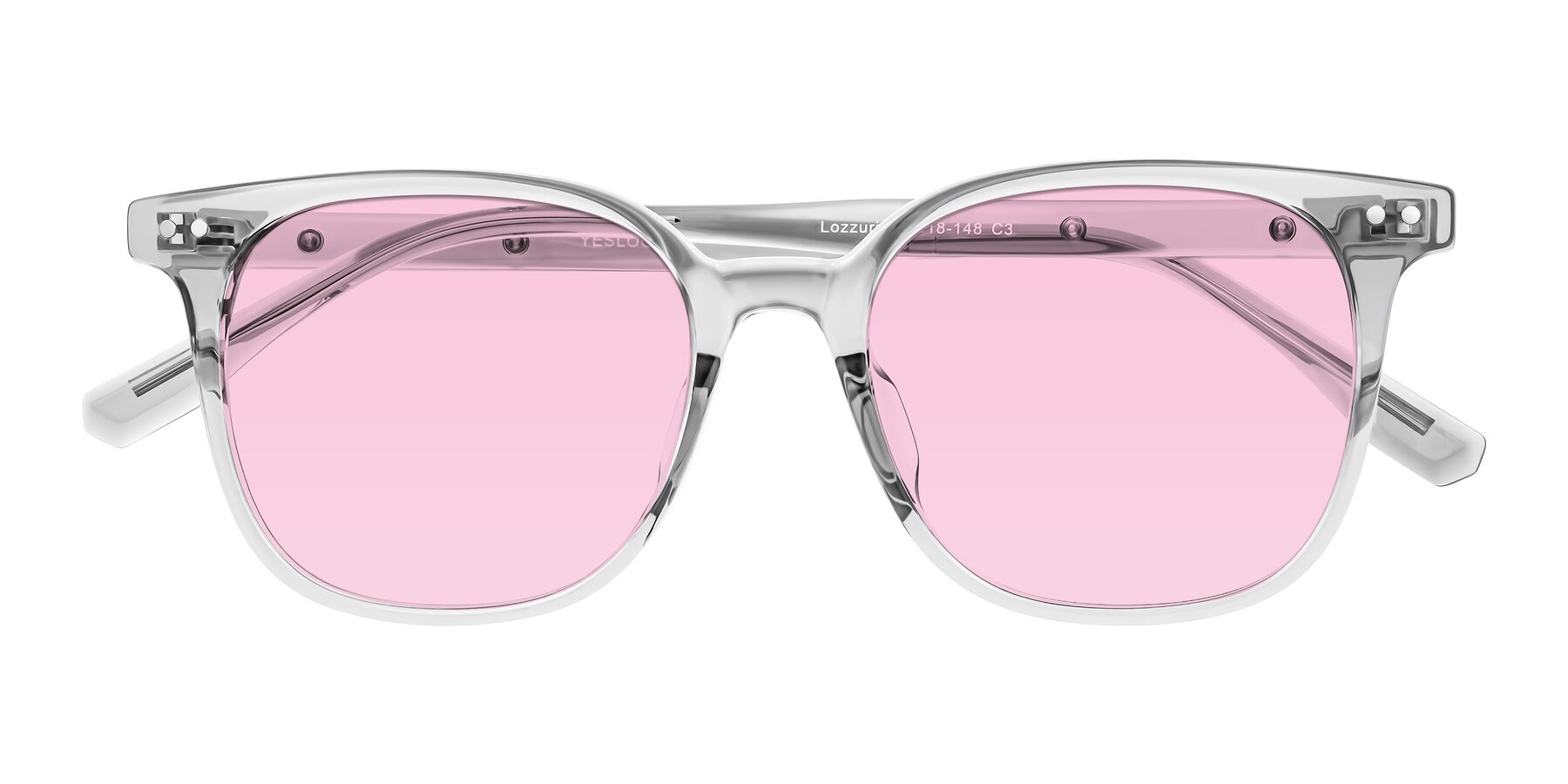 Folded Front of Lozzuri in Transparent Gray with Light Pink Tinted Lenses