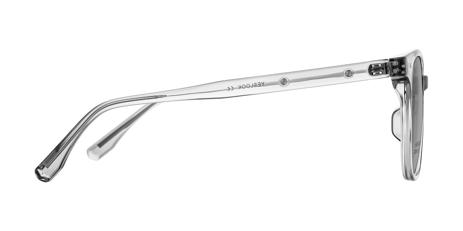 Side of Lozzuri in Transparent Gray with Light Gray Tinted Lenses