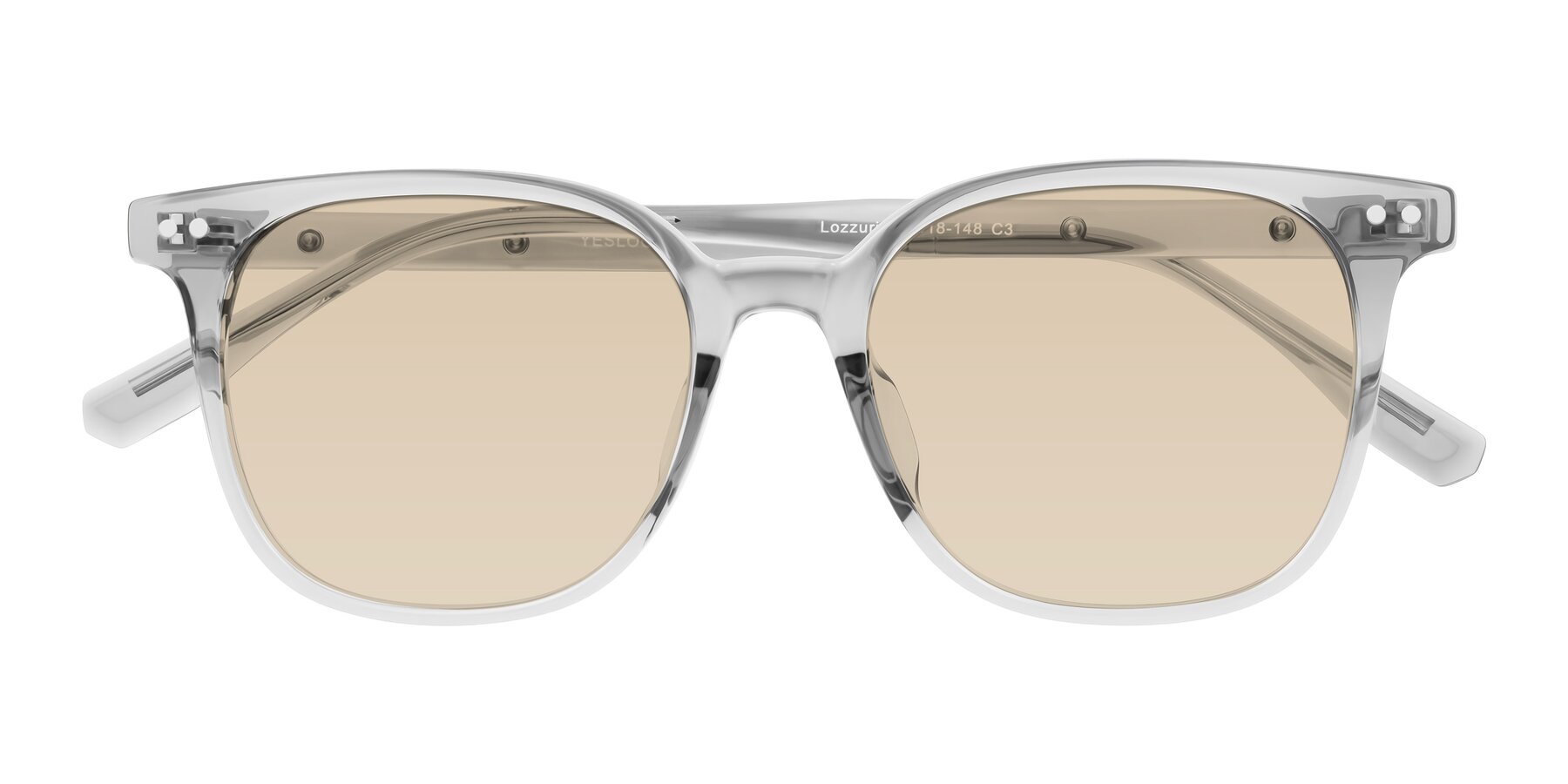 Folded Front of Lozzuri in Transparent Gray with Light Brown Tinted Lenses