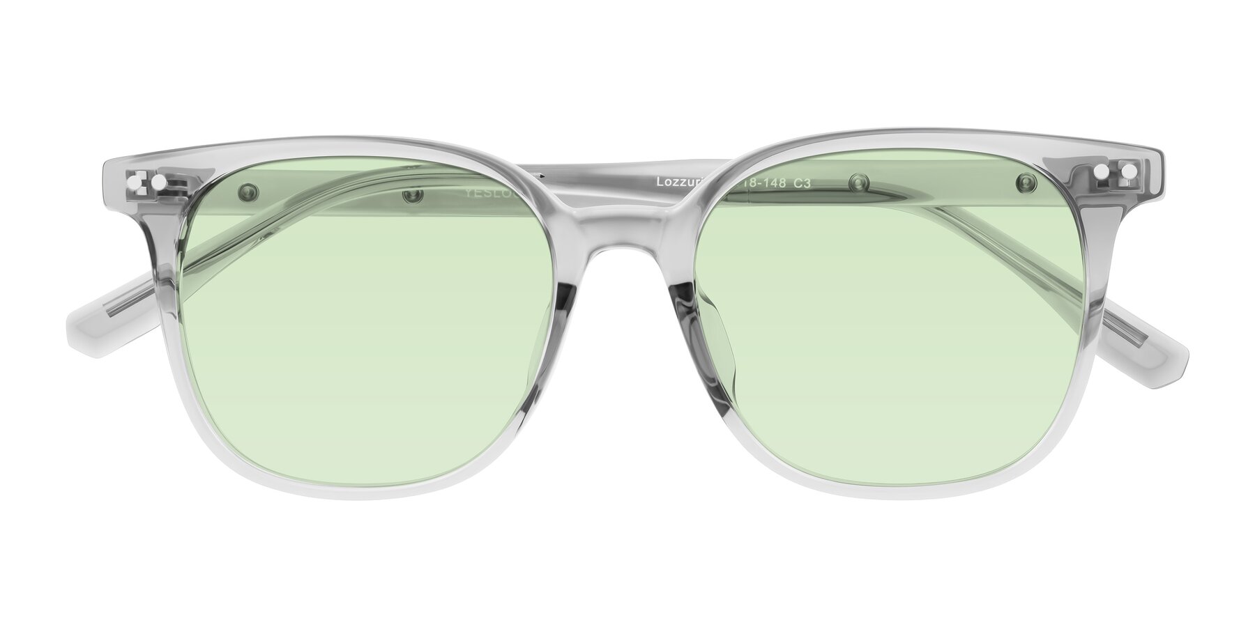 Folded Front of Lozzuri in Transparent Gray with Light Green Tinted Lenses