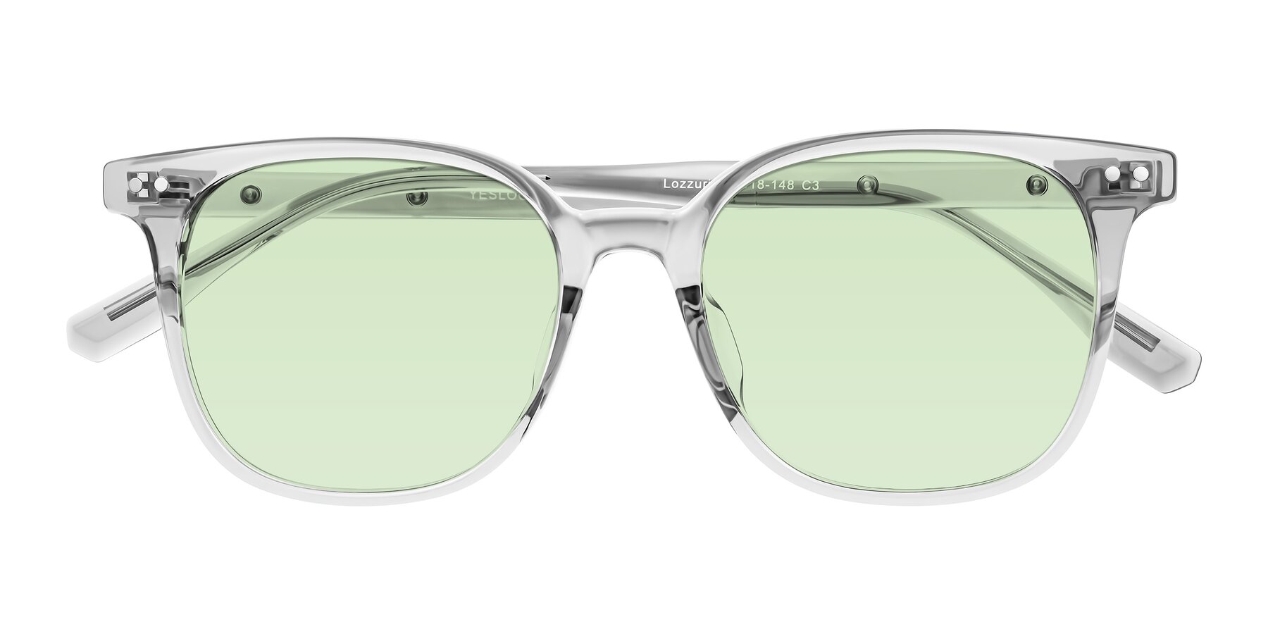 Folded Front of Lozzuri in Transparent Gray with Light Green Tinted Lenses