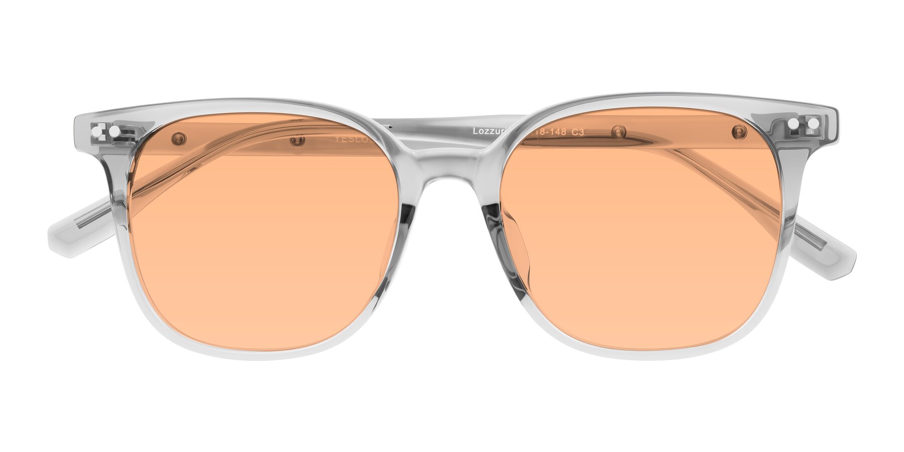 Folded Front of Lozzuri in Transparent Gray with Light Orange Tinted Lenses