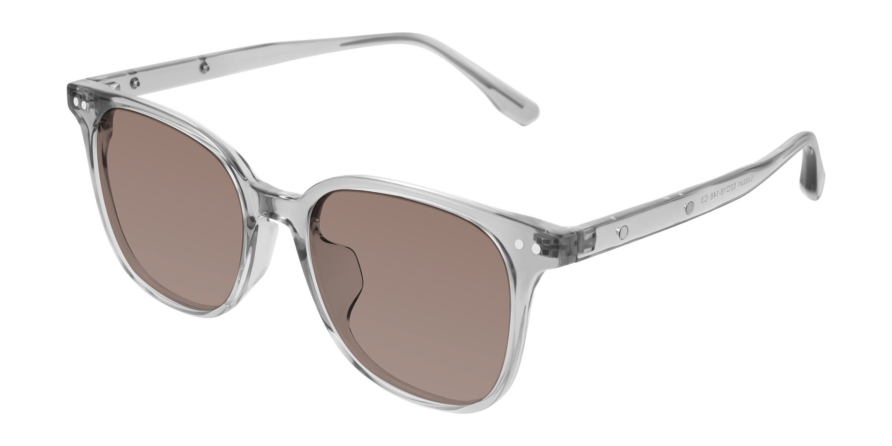 Angle of Lozzuri in Transparent Gray with Medium Brown Tinted Lenses