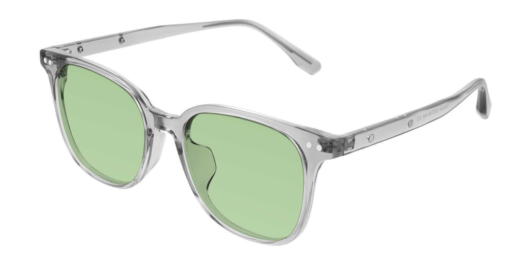 Angle of Lozzuri in Transparent Gray with Medium Green Tinted Lenses