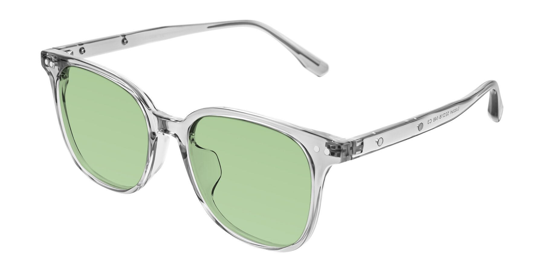 Angle of Lozzuri in Transparent Gray with Medium Green Tinted Lenses