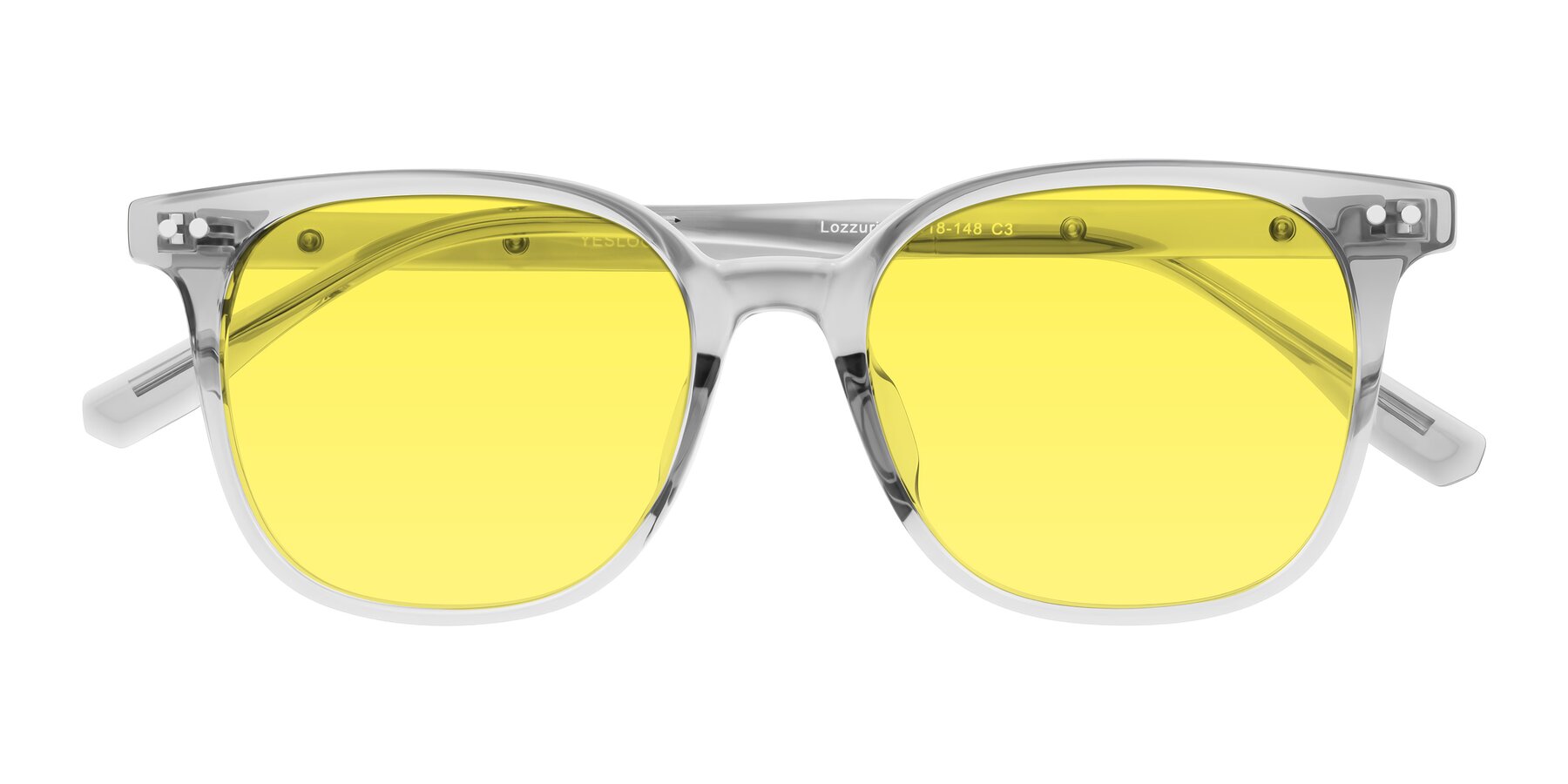 Folded Front of Lozzuri in Transparent Gray with Medium Yellow Tinted Lenses