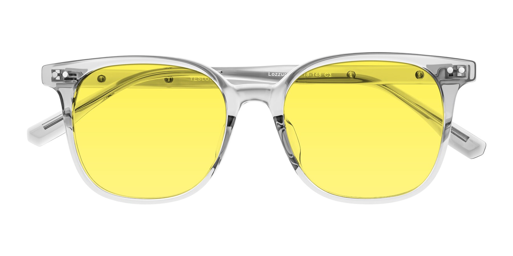 Folded Front of Lozzuri in Transparent Gray with Medium Yellow Tinted Lenses