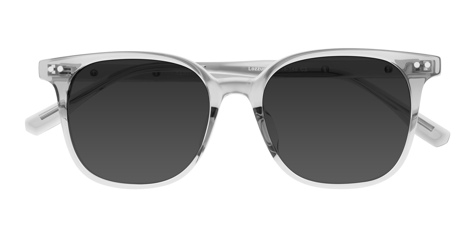 Folded Front of Lozzuri in Transparent Gray with Gray Tinted Lenses