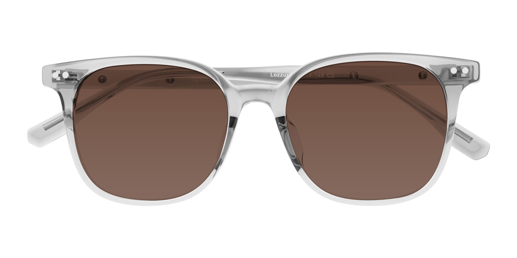 Folded Front of Lozzuri in Transparent Gray with Brown Tinted Lenses