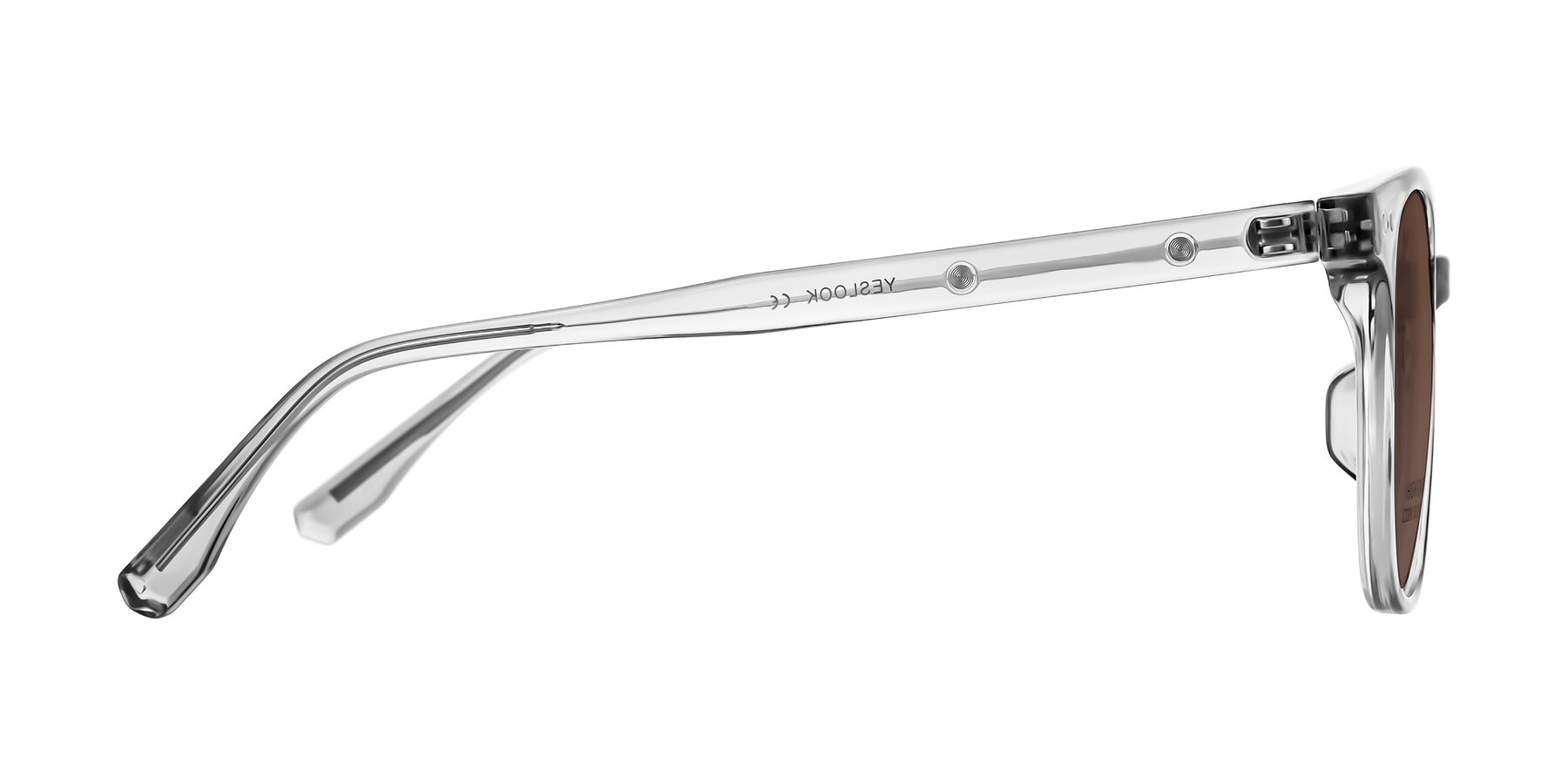 Side of Lozzuri in Transparent Gray with Brown Tinted Lenses