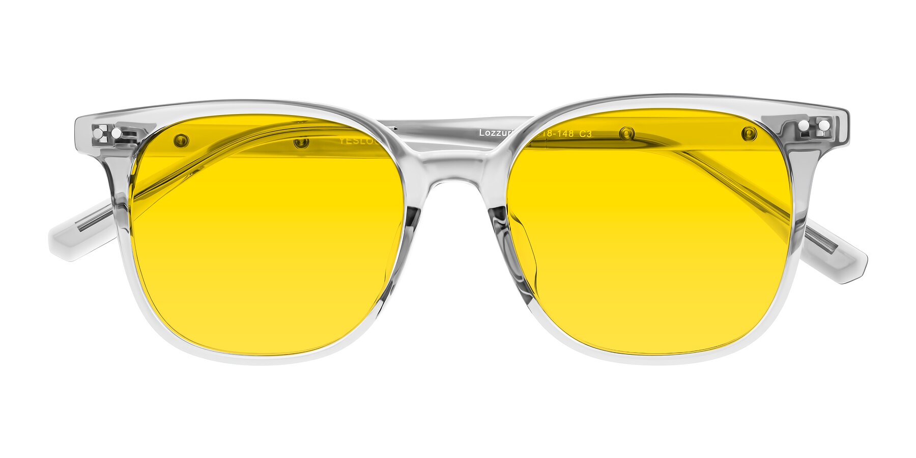 Folded Front of Lozzuri in Transparent Gray with Yellow Tinted Lenses